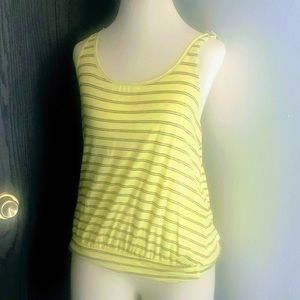 Free People Yellow Striped Lace Racerback Tank Top